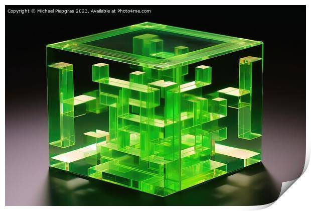 An impossible geometric puzzle made of glass created with genera Print by Michael Piepgras