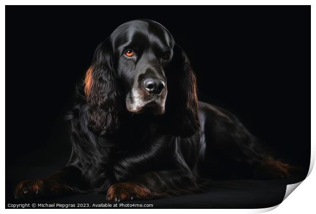 Portrait of a cute english cocker spaniel dog created with gener Print by Michael Piepgras