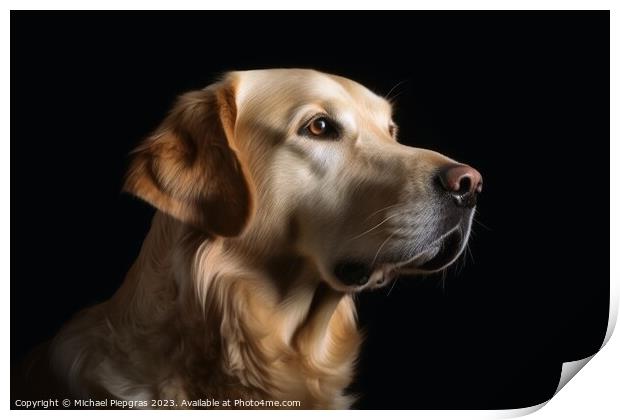 Portrait of a cute golden retriever dog created with generative  Print by Michael Piepgras