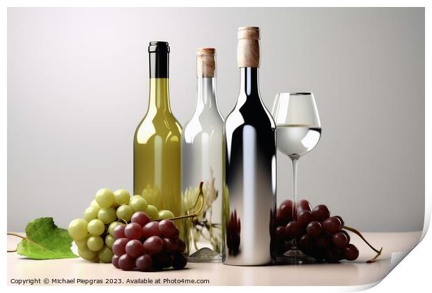 Wine concept of tasty wine in glasses and bottles created with g Print by Michael Piepgras