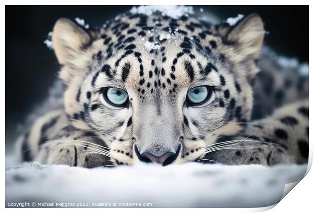 A close up portrait of mesmerizing leopard photography created w Print by Michael Piepgras