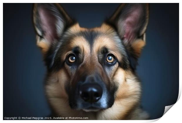 Portrait of a cute german shepherd dog created with generative A Print by Michael Piepgras