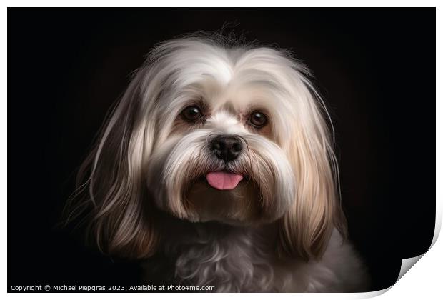 Portrait of a cute Malteser dog created with generative AI techn Print by Michael Piepgras