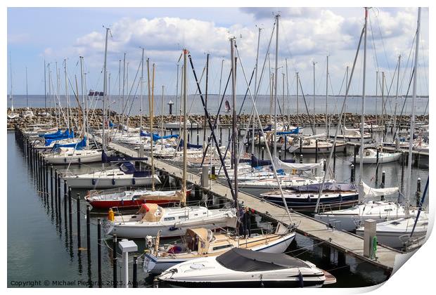 Lots of boats at the Marina in Schilksee close to Kiel in German Print by Michael Piepgras