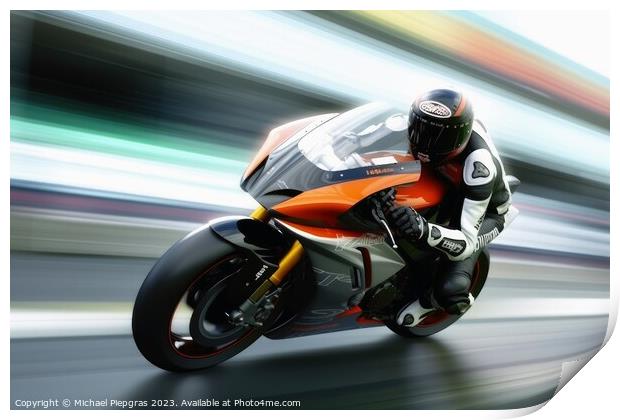 High speed concept of a motorcycle on a race track created with  Print by Michael Piepgras