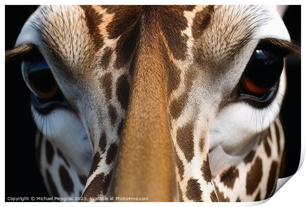 A close up portrait of mesmerizing giraffe photography created w Print by Michael Piepgras