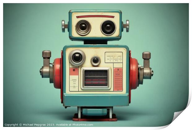 A vintage polaroid of an AI robot. Print by Michael Piepgras