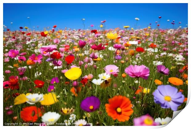 A meadow with lots of colorful flowers on it. Print by Michael Piepgras
