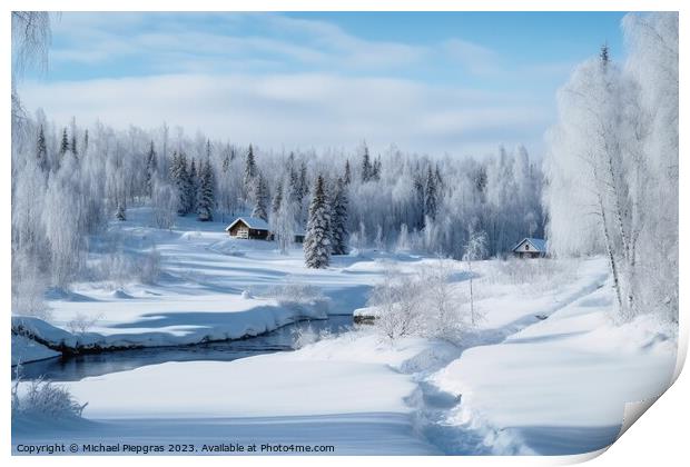 A nordic landscape in winter. Print by Michael Piepgras