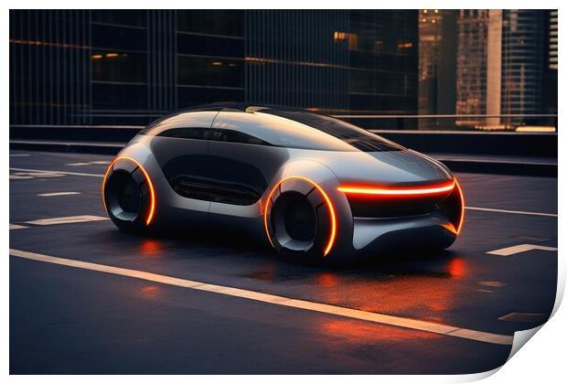 A futuristic electric car concept. Print by Michael Piepgras