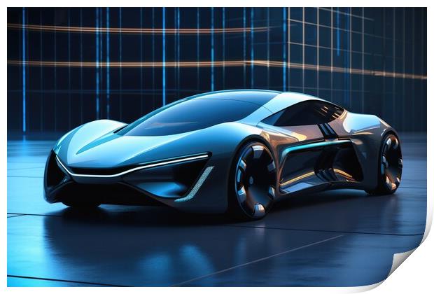A futuristic electric car concept. Print by Michael Piepgras