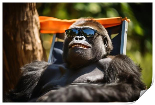 Gorilla chilling and having a good time. Print by Michael Piepgras