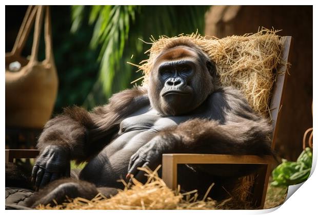 Gorilla chilling and having a good time. Print by Michael Piepgras