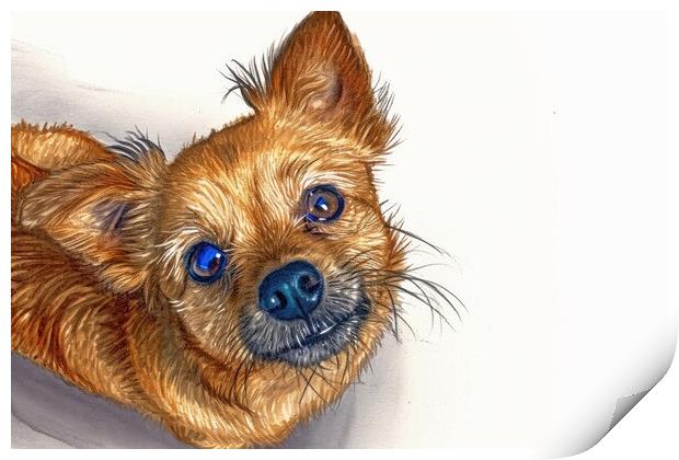 A beautiful watercolor painting of a cute dog. Print by Michael Piepgras