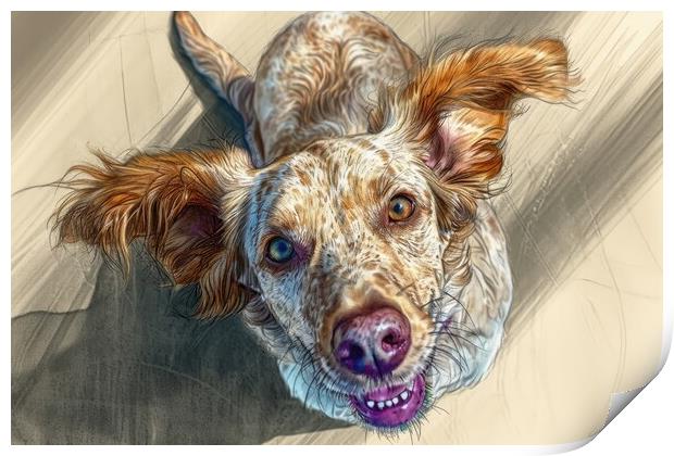 A beautiful watercolor painting of a cute dog. Print by Michael Piepgras