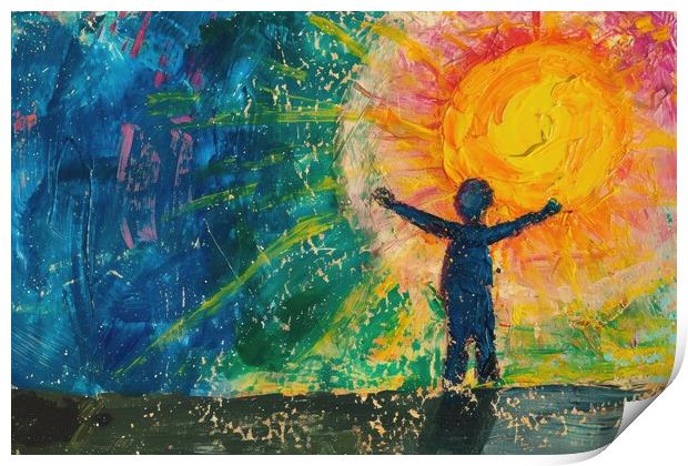 A childs painting of god. Print by Michael Piepgras