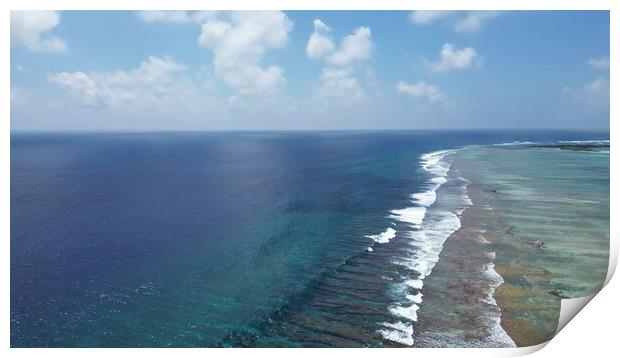 Drone view of paradise islands of the Maldives with coral reefs  Print by Michael Piepgras