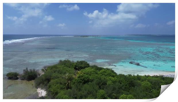 Drone view of paradise islands of the Maldives with coral reefs  Print by Michael Piepgras