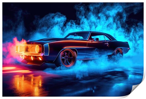 A custom tuned muscle car in a spectacular light. Print by Michael Piepgras