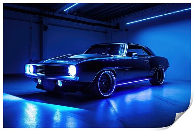 A custom tuned muscle car in a spectacular light. Print by Michael Piepgras