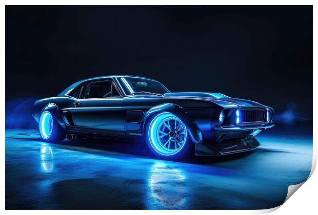 A custom tuned muscle car in a spectacular light. Print by Michael Piepgras