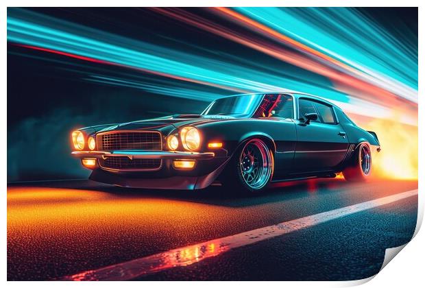 A custom tuned muscle car in a spectacular light. Print by Michael Piepgras