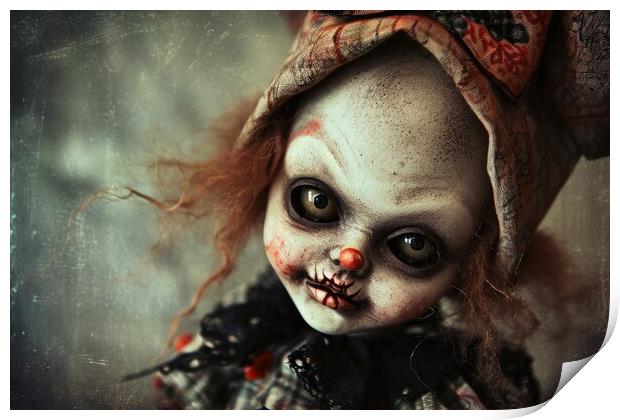 An evil clown doll. Print by Michael Piepgras
