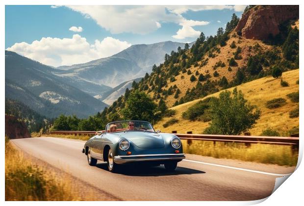 A summer day in a beautiful convertible on a winding road. Print by Michael Piepgras