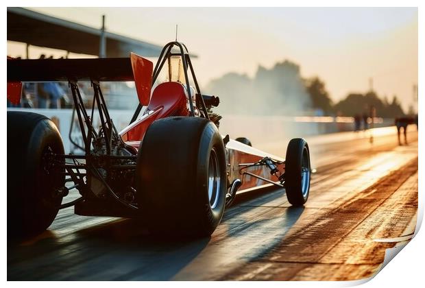 Very fast rocket dragster on a track. Print by Michael Piepgras