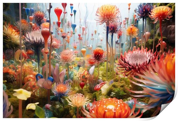 A beautiful fantasy garden made of neural flowers. Print by Michael Piepgras