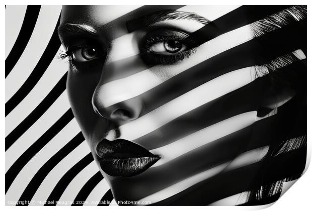 A stunning female portrait in black and white with deep shadows. Print by Michael Piepgras