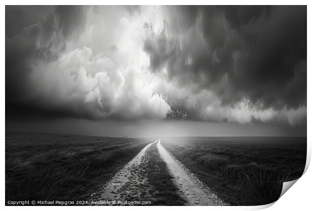 An abstract landscape shot in black and white. Print by Michael Piepgras