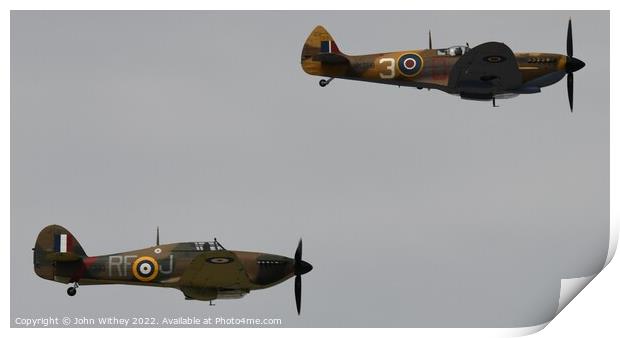 Spitfire & Hurricane Print by John Withey