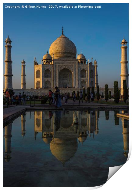 Taj Mahal's Twilight Elegance Print by Gilbert Hurree