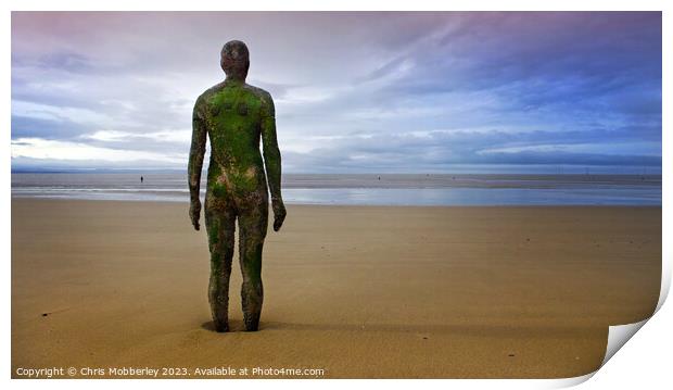 Crosby Beach iron man Print by Chris Mobberley