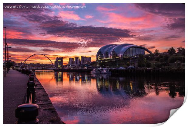 Good morning Newcastle - city ​​of bridges #4 Print by Artur Rejdak