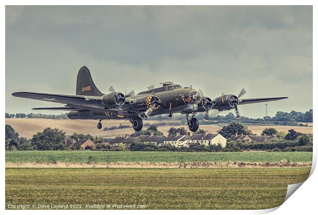 Boeing B-17 Bomber taking off Print by Dave Layland