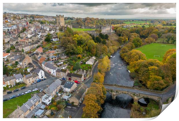 Richmond Castle and the River Swale Print by Apollo Aerial Photography