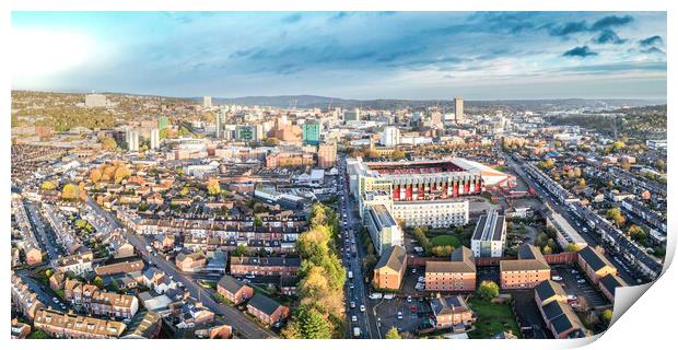 The Red Side of Sheffield Print by Apollo Aerial Photography