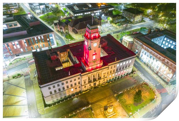 Barnsley Town Hall Night Print by Apollo Aerial Photography