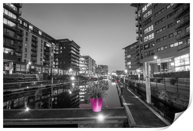 Leeds Dock at night Print by Apollo Aerial Photography