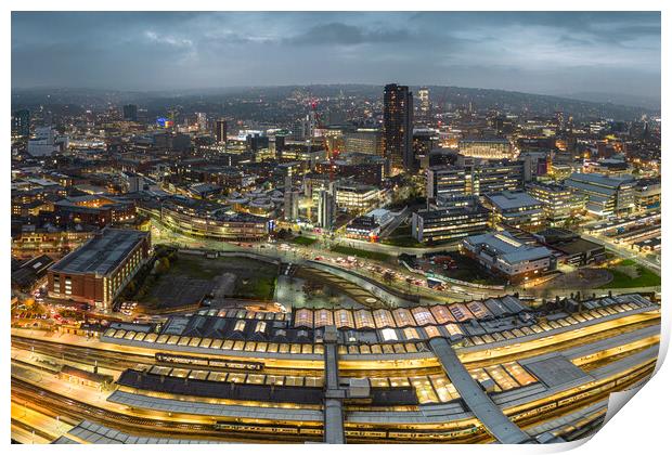 Sheffield City At Night Print by Apollo Aerial Photography