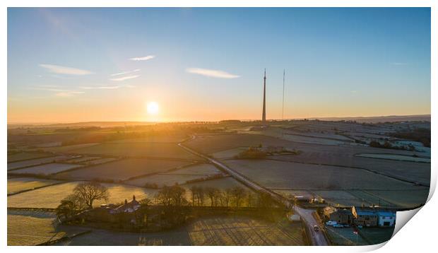 Emley Moor Frosty Morning Print by Apollo Aerial Photography