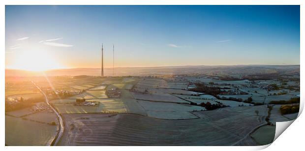 Emley Moor Sunrise Panorama Print by Apollo Aerial Photography