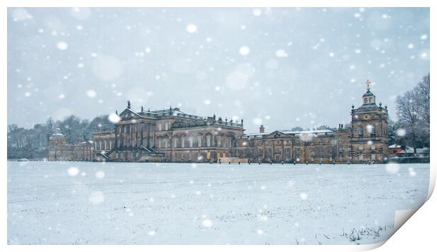 Wentworth Woodhouse Rotherham Snowy Morning Print by Apollo Aerial Photography