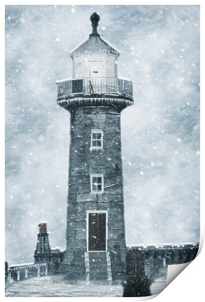 Whitby East Pier Lighthouse  Print by Apollo Aerial Photography