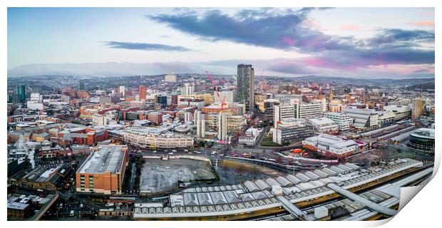 Sheffield Skyline Sunrise Print by Apollo Aerial Photography