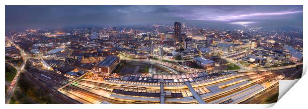 Sheffield Lighting Strike Print by Apollo Aerial Photography