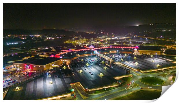 Meadowhall at Night Print by Apollo Aerial Photography