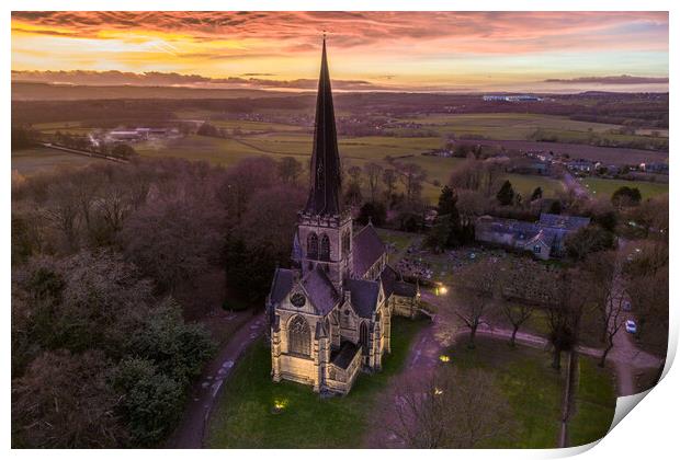 Wentworth Church Sunset Print by Apollo Aerial Photography